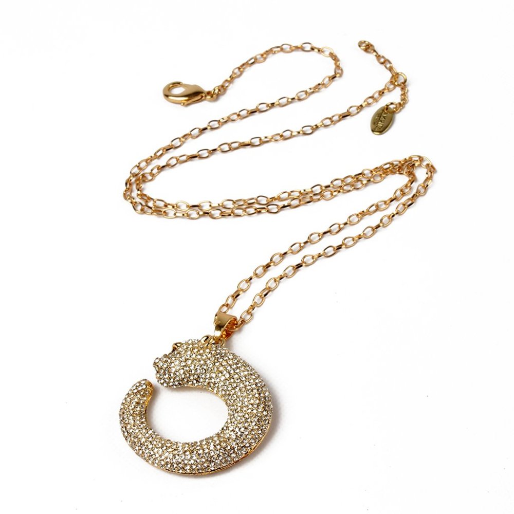 NEW Amrita Singh Gold Crystal Tiger Pendant Necklace NKC 5571 MSRP $80